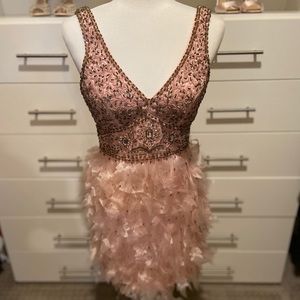 Sue Wong Beaded Feather Dress